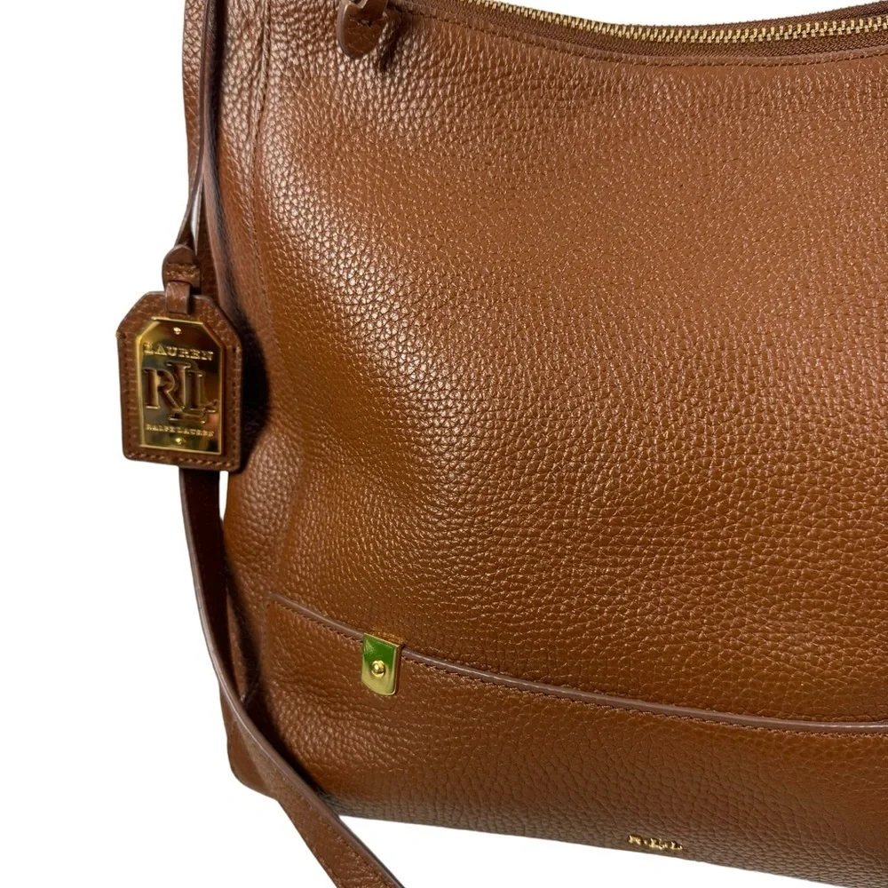 Lauren Ralph Lauren Brown and Gold Satchel - Picture 6 of 12